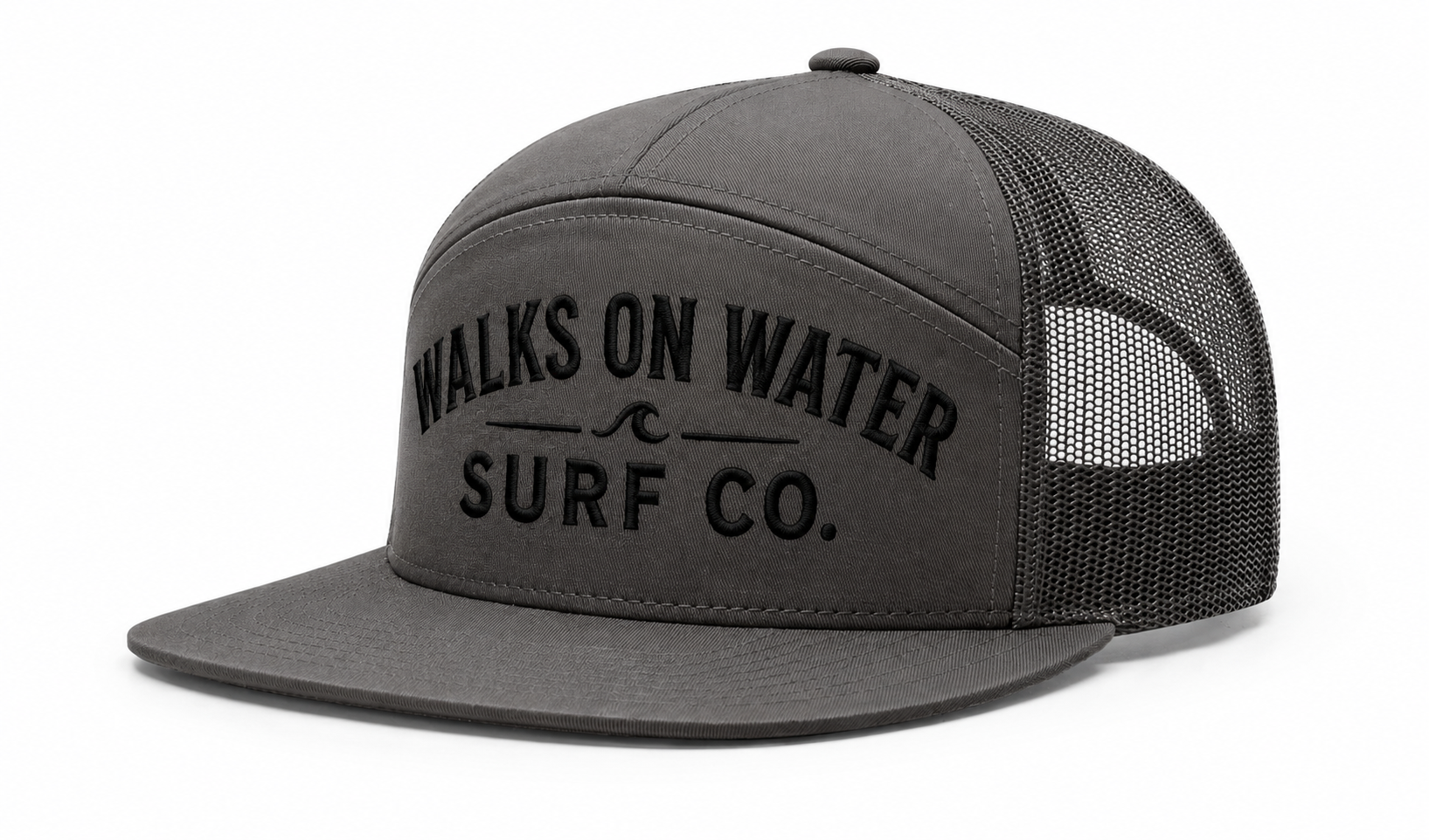 Richardson 7-Panel Trucker Hat - Black on Gray